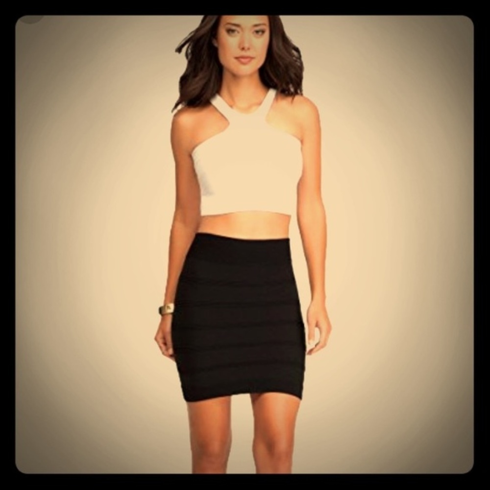 Bebe Bondage Black  Mini Skirt and Zipper NWT
